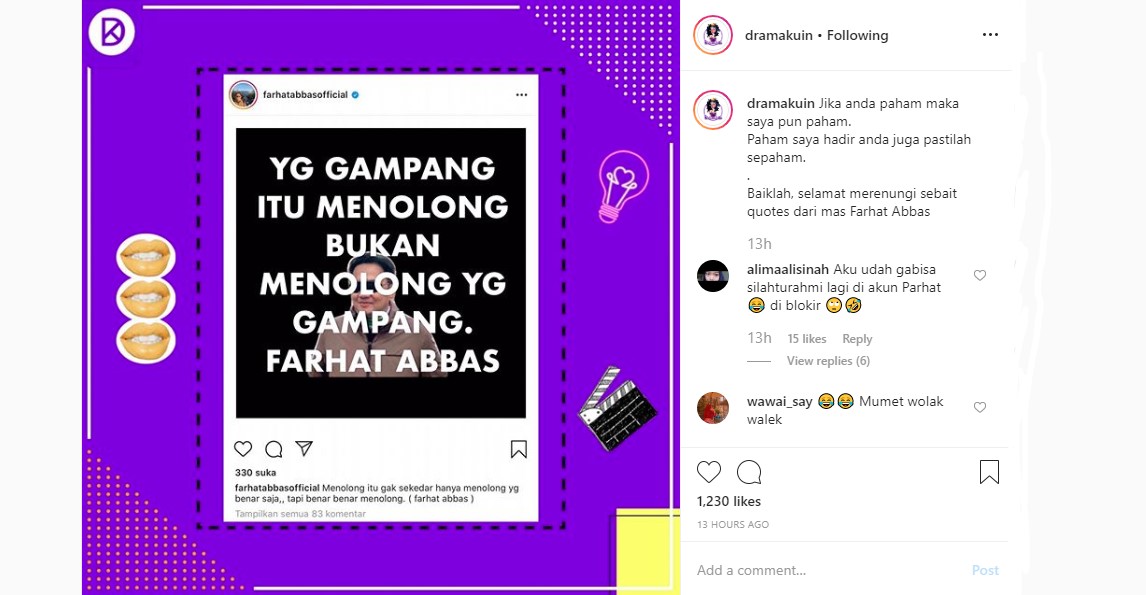 Kembali Aktif di Instagram, Farhat Abbas Malah Bikin \'Puyeng\' Saat Bagikan Quote Ini