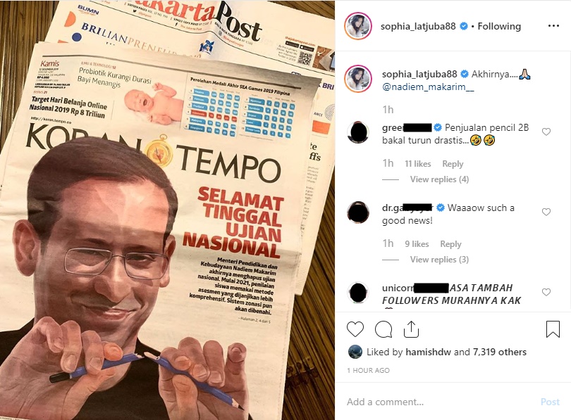 Komentar Sophia Latjuba Soal Penghapusan Ujian Nasional Tuai Persetujuan