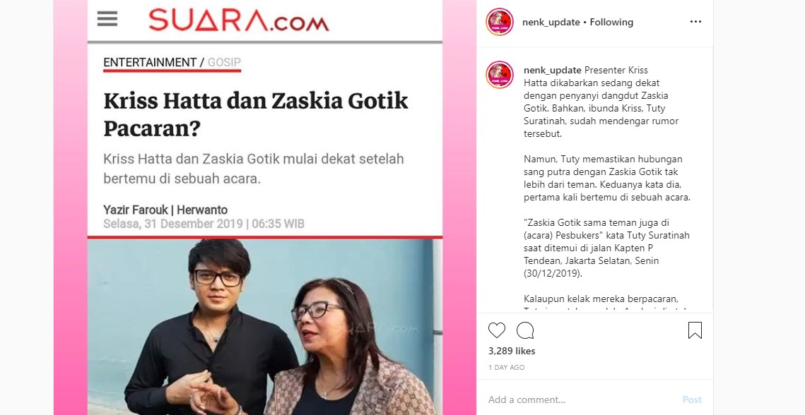 Kriss Hatta Dikabarkan Dekat dengan Zaskia Gotik, Seruan Setuju Auto Menggema?