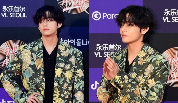 Beda Dari Member Lain, V BTS Nyentrik Pakai Busana Motif Bunga-Bunga Di Golden Disc Awards 2020