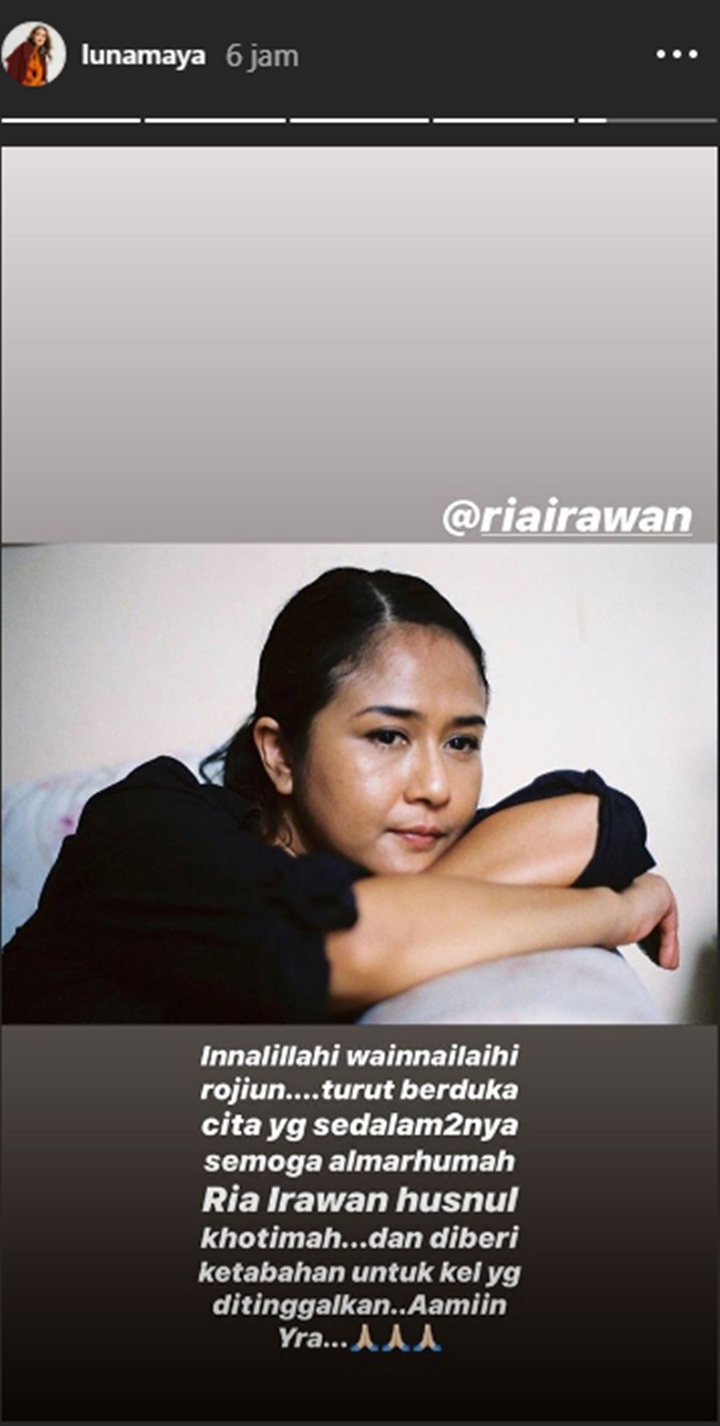 Meski Tengah Liburan di London, Luna Maya Kirim Doa Terbaik Untuk Almarhumah Ria Irawan