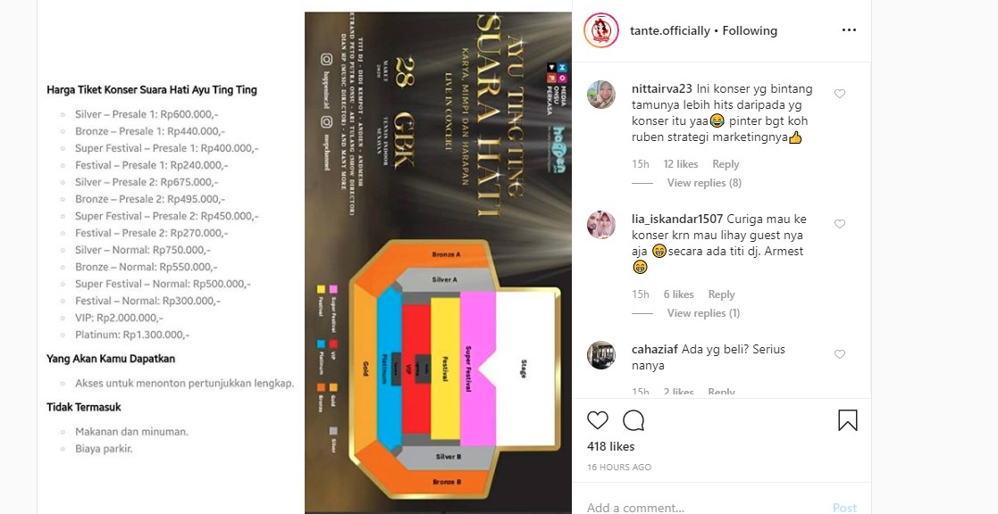 Harga Tiket Konser Ayu Ting Ting Terpampang Ditanggapi Sinis, Nama Para Bintang Tamu Sampai Terseret