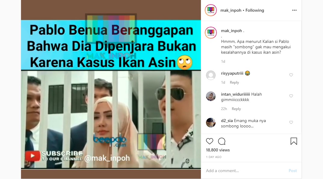 Bukan Karena Kasus \'Ikan Asin\', Pablo Suami Rey Utami Sebut Masuk Bui Gara-Gara Ini