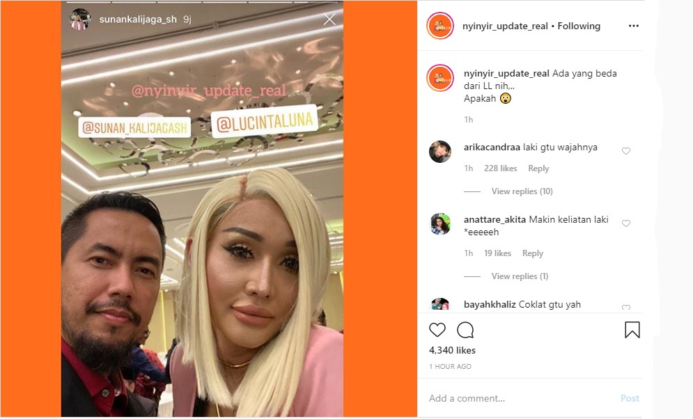 Sunan Kalijaga Pamer Foto Bareng Tanpa Filter, Wajah Lucinta Luna Malah Disindir \'Laki Banget\'