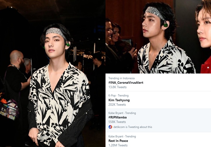 Pakai Bandana Sambil Umbar Dada, Penampilan V BTS di Grammy Awards 2020 Curi Perhatian