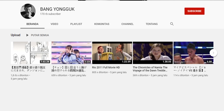 YouTube Bang Yong Guk Diretas, Berbagai Video Tak Jelas Muncul Di Kanalnya