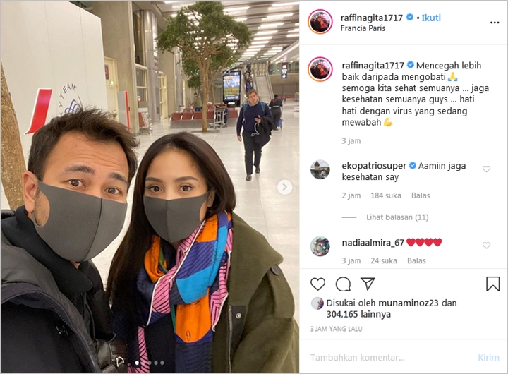 Virus Corona Sudah Masuk Perancis, Raffi Ahmad dan Nagita Slavina