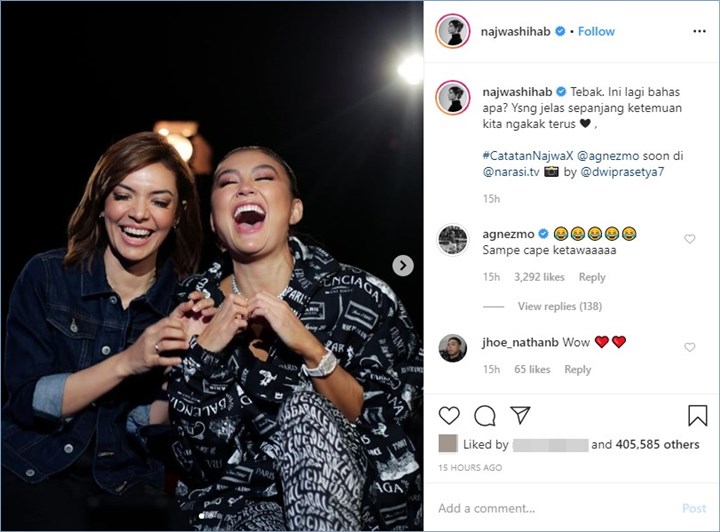 agnez mo dan najwa shihab bertemu