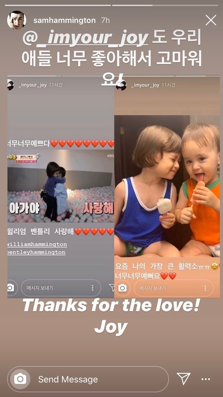 Kagumi Dua Anaknya, Sam Hammington Ucapkan Terima Kasih Pada V BTS dan Joy Red Velvet