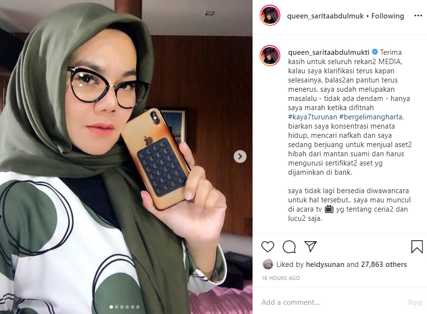 Ogah Berbalas ‘Pantun’, Sarita Abdul Mukti Tegaskan Tak Mau Bicara Soal Harta Gono Gini Lagi