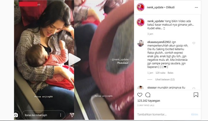 Rekam Raisa yang Lagi Pangku Bayinya, Kata Kasar Netizen Ini Justru Dibela Warganet