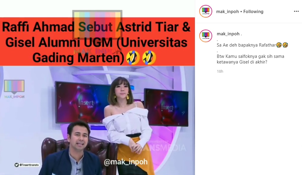Sebut Astrid Tiar dan Gisel Lulusan ‘Universitas Gading Marten’, Raffi Ahmad Balik Diledek