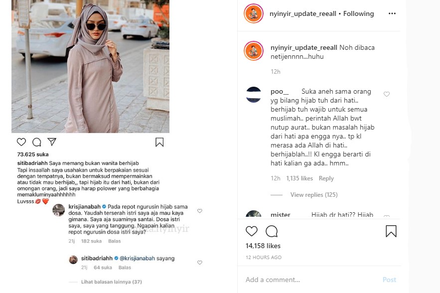  Siti Badriah Disindir Gara-Gara Hijab, Suami Pasang Badan Direspons Pro Kontra