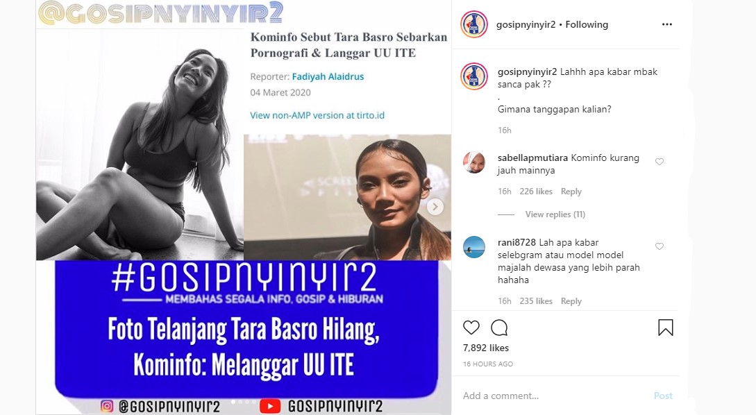 Kominfo Sebut Tara Basro Langgar UU ITE, Nama Dewi Sanca Malah Ramai Diseret