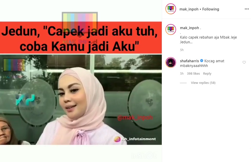 Jennifer Dunn Capek Lihat Pemberitaan Soal Dirinya, Shafa Harris Langsung Komentari Begini