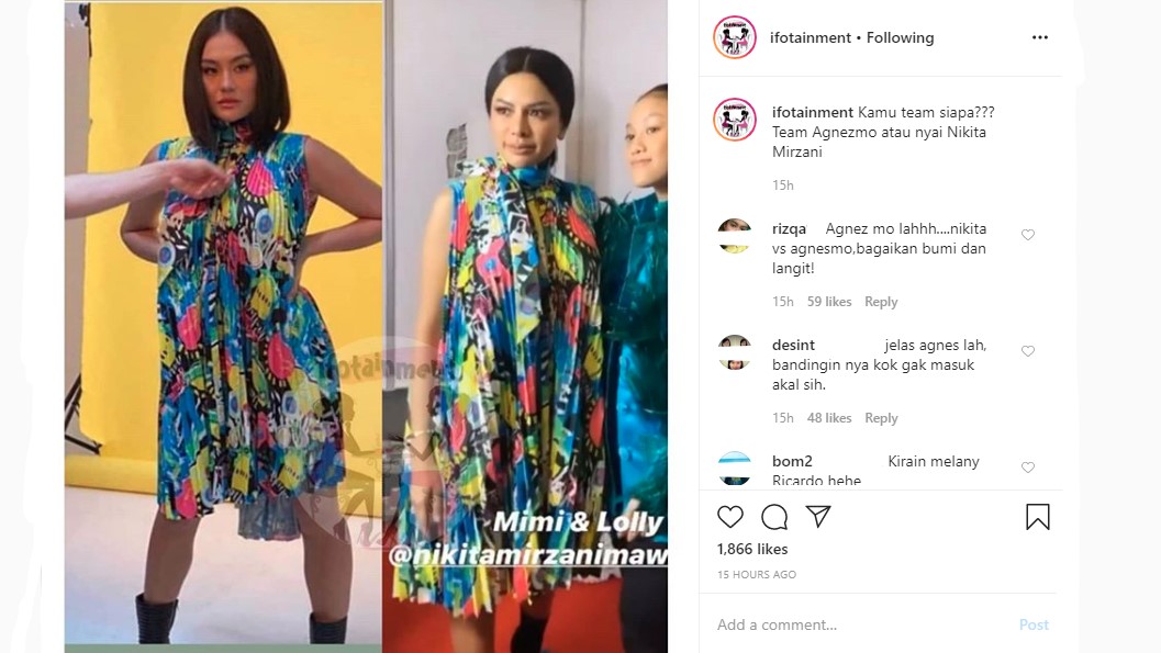 Agnez Mo dan Nikita Mirzani Kenakan Baju Kembar Malah Disambut Komentar Berbeda