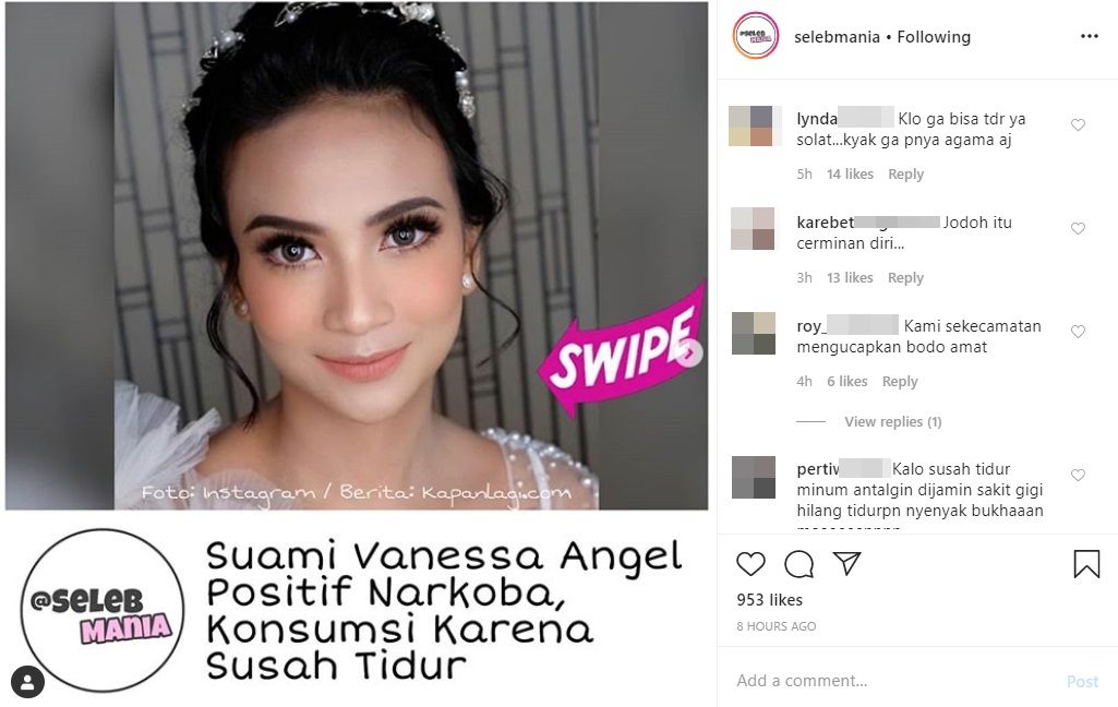 Vanessa Angel ‘Bersih’, Suami Justru Positif Psikotropika dengan Dalih Ini