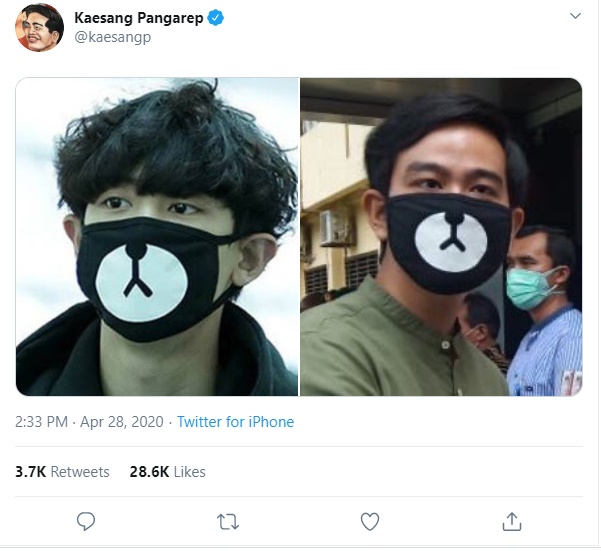 Kakak Kaesang Pangarep Bikin Heboh EXO-L ‘Keciduk’ Pakai Masker Kembar Chanyeol