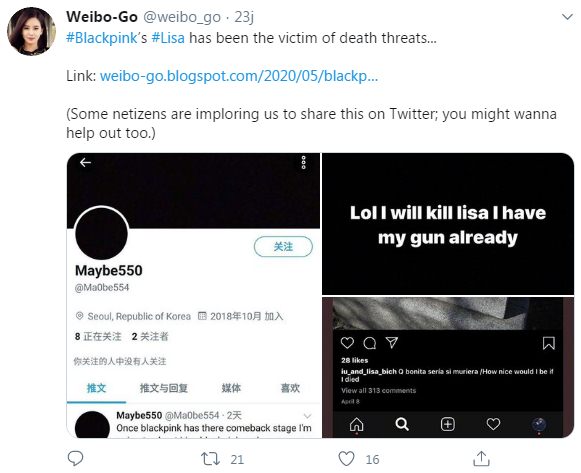 Lisa BLACKPINK Terima Ancaman Pembunuhan, Fans Tiongkok Bela Mati-Matian