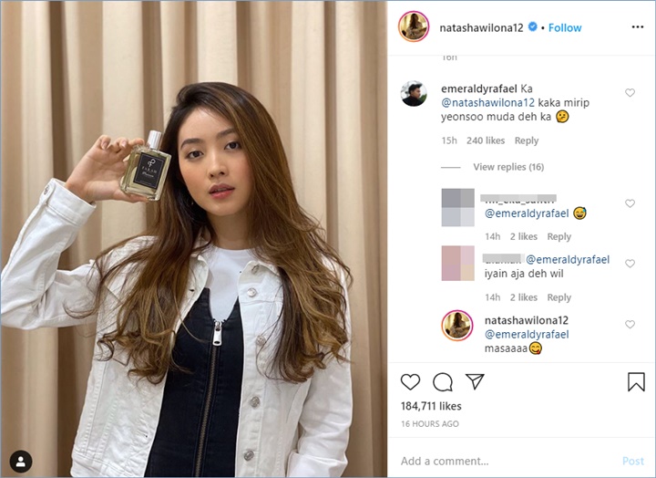 interaksi natasha wilona dan emeraldy rafael di Instagram curi perhatian warganet