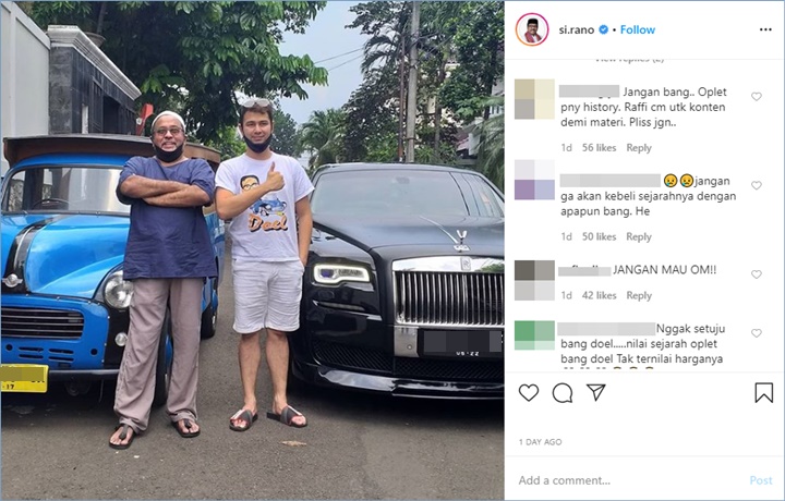 warganet ramai-ramai melarang mobil rano karno ditukarkan ke raffi ahmad