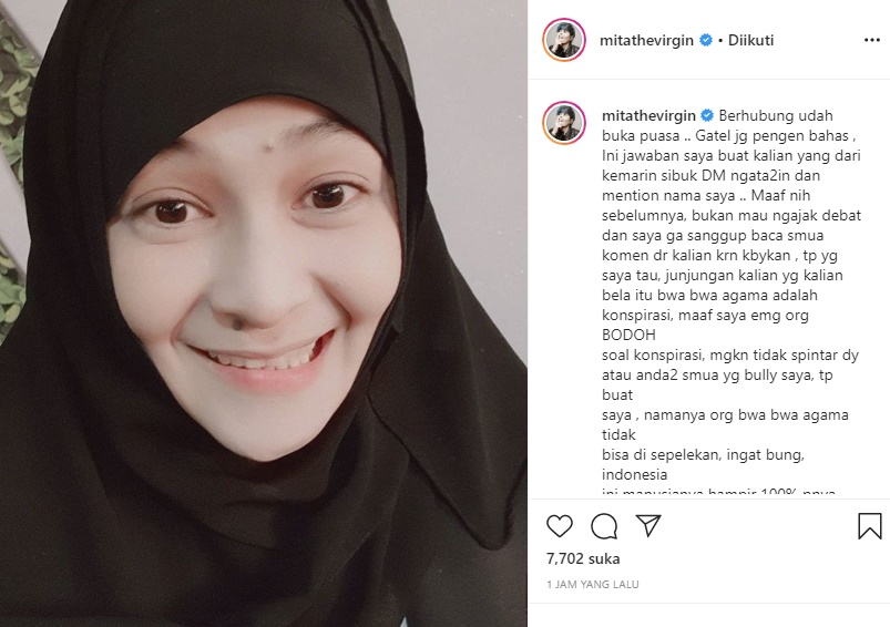 Mitha The Virgin Ngamuk Agama Disebut Konspirasi, Ikut ‘Semprot’ Jerinx SID?