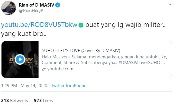 Bucin EXO, Begini Cara Rian D’Masiv Ikut Lepas Suho Jalani Wajib Militer