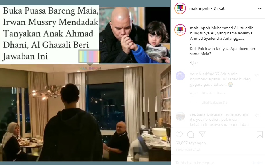 Dinner Bareng Al Ghazali, Irwan Mussry Singgung Soal Anak Bontot Ahmad Dhani-Mulan Jameela