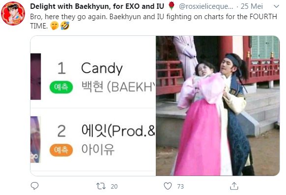 Adegan Perkelahian IU dan Baekhyun Kembali Viral Usai Keduanya Bersaing di Chart Musik