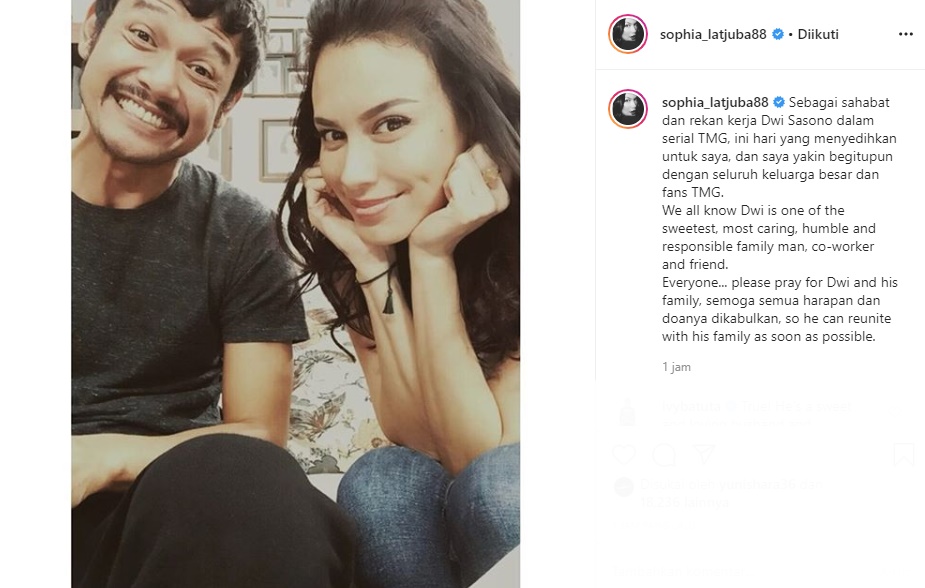 Dwi Sasono Kesandung Narkoba, Sophia Latjuba Unggah Foto Bareng Seraya Luapkan Kesedihan