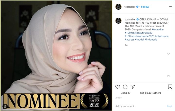 Citra Kirana Selebriti Berhijab Indonesia Pertama di Daftar '100 Wanita Tercantik 2020'