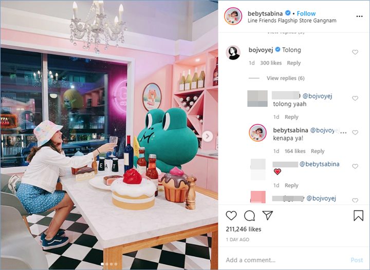 bio one dan beby tsabina terlihat berinteraksi melalui kolom komentar melalui instagram sontak membuat para penggemar mereka gemas bukan main