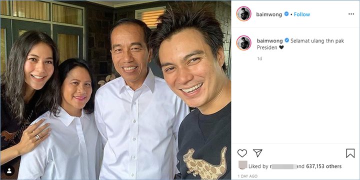 baim wong terlihat mengubah caption yang ia tulis untuk ucapan selamat ulang tahun kepada presiden jokowi