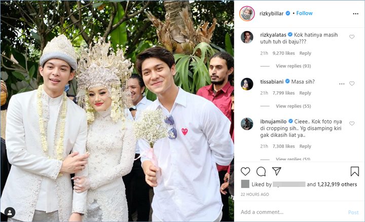 rizky billar ramai digoda para selebriti usai membagikan potret bersama dengan dinda hauw dan rey mbayang