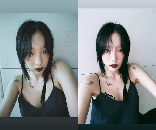 Curi Perhatian, Taeyeon Tampil Gotik Pakai Lipstik Hitam dan Tato Mawar