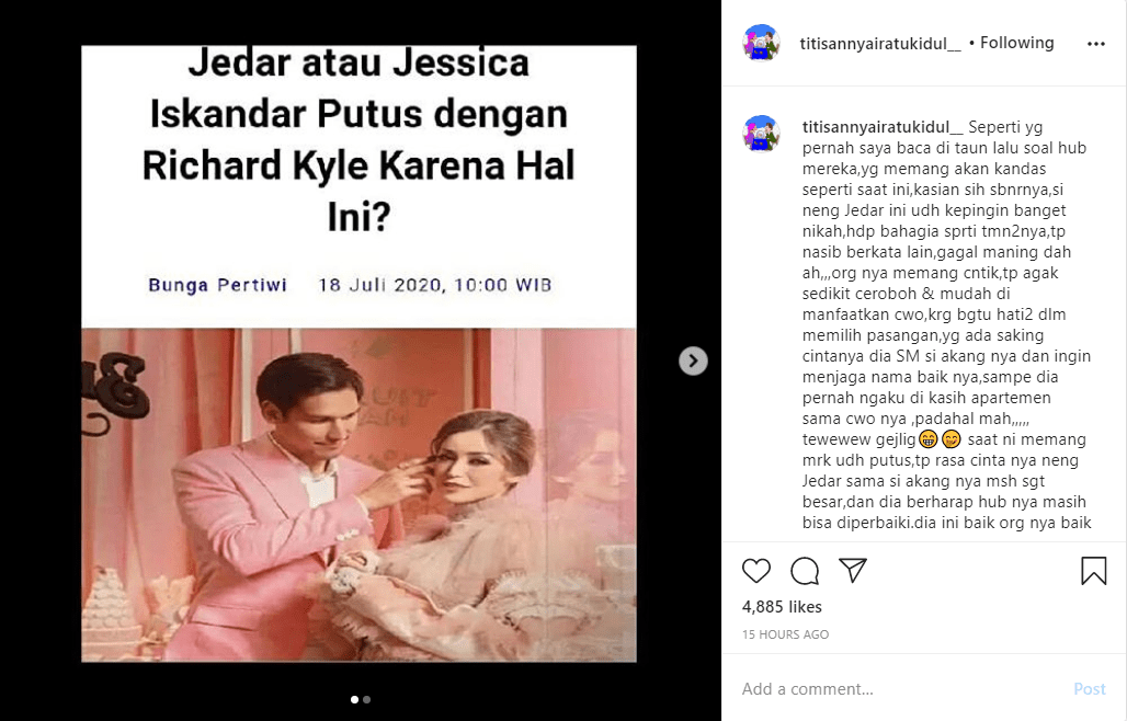 Jessica Iskandar Diterawang Masih Cinta dengan Richard Kyle, Ada Keinginan untuk Rujuk?