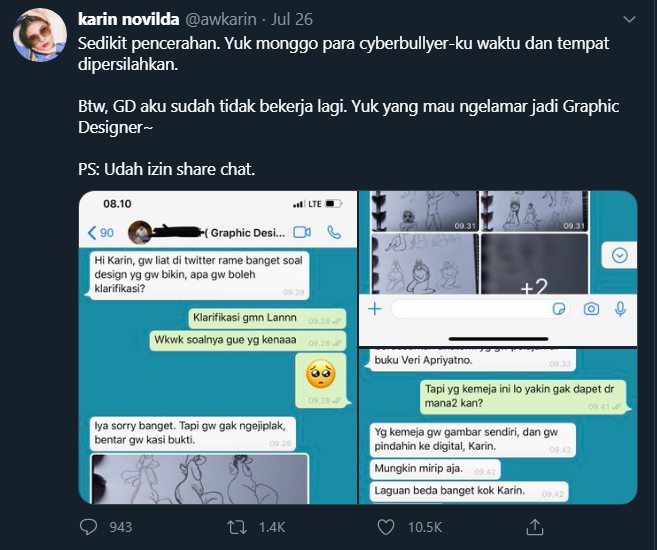 awkarin membagikan permintaan maaf graphic designer