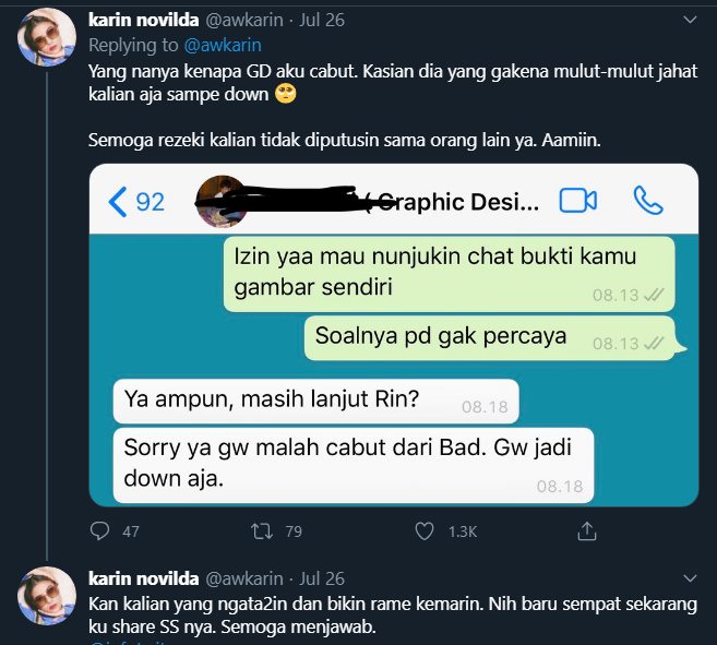 awkarin membagikan permintaan maaf graphic designer