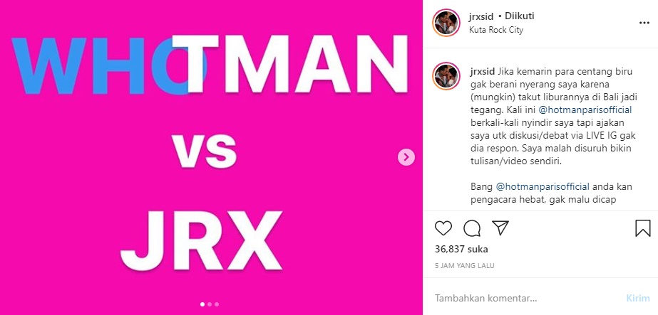 Jerinx SID Tantang Debat Live IG, Akun IG Hotman Paris Hutapea Langsung ‘Digeruduk’