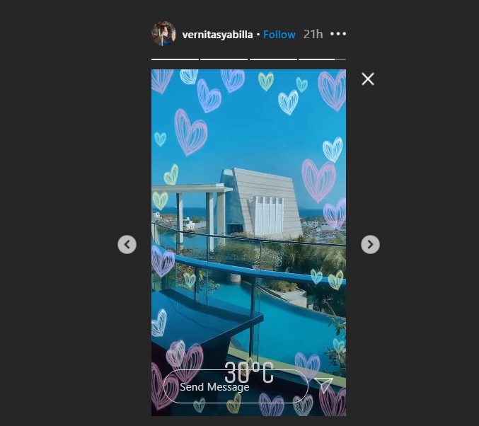 vernita syabilla dikabarkan membagikan instagram story tengah berada di salah satu hotel di kawasan lampung