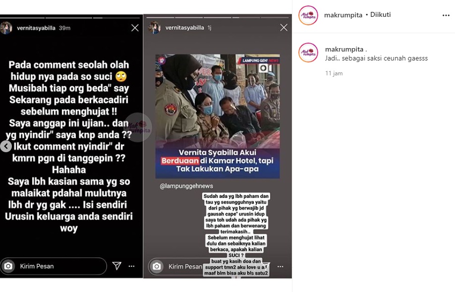 Terseret Dugaan Kasus Prostitusi, Vernita Syabilla: Musibah Tiap Orang Beda-beda