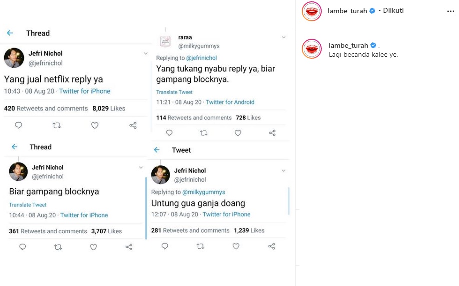 Jefri Nichol Panen Respon Ketus Setelah Ungkit Masa Lalu Soal Ganja, Fans Lain Beri Pembelaan