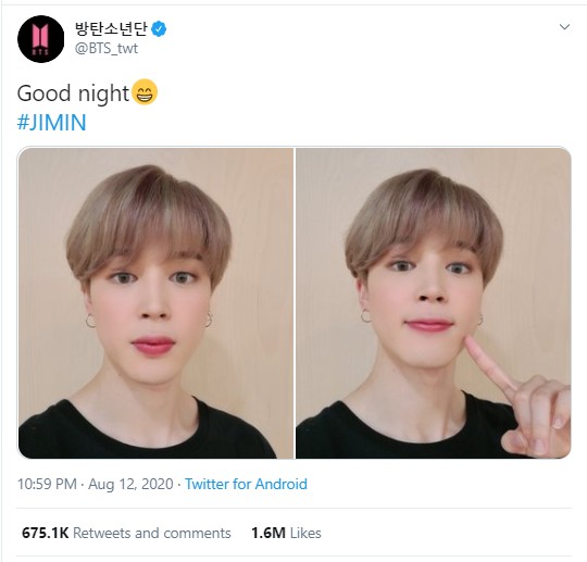 Selfie Sambil Pamer Pipi dan Bibir Merah, Jimin BTS Kembali Sukses Pecahkan Rekor di Twitter