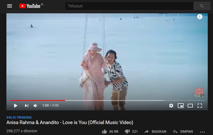 video anisa rahma dan sang suami masuk trending di youtube indonesia