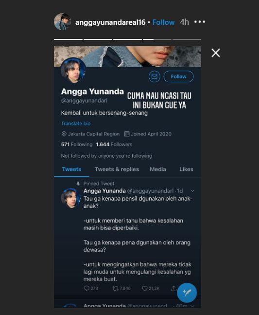 angga membantah jadi pemilik akun twitter