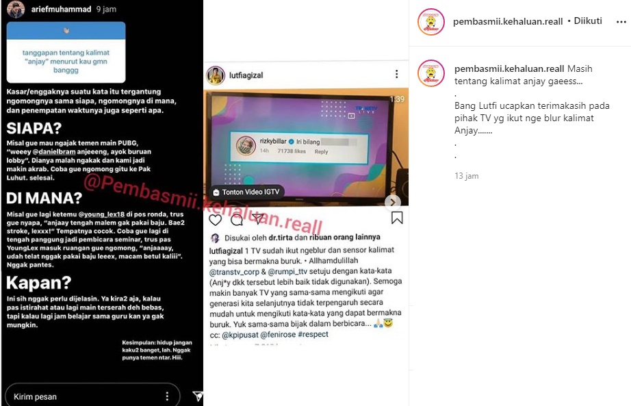 Lutfi Agizal Bersyukur Kata ‘Anjay’ Disensor TV, Tanggapan Menohok Arief Muhammad Ikut Disorot