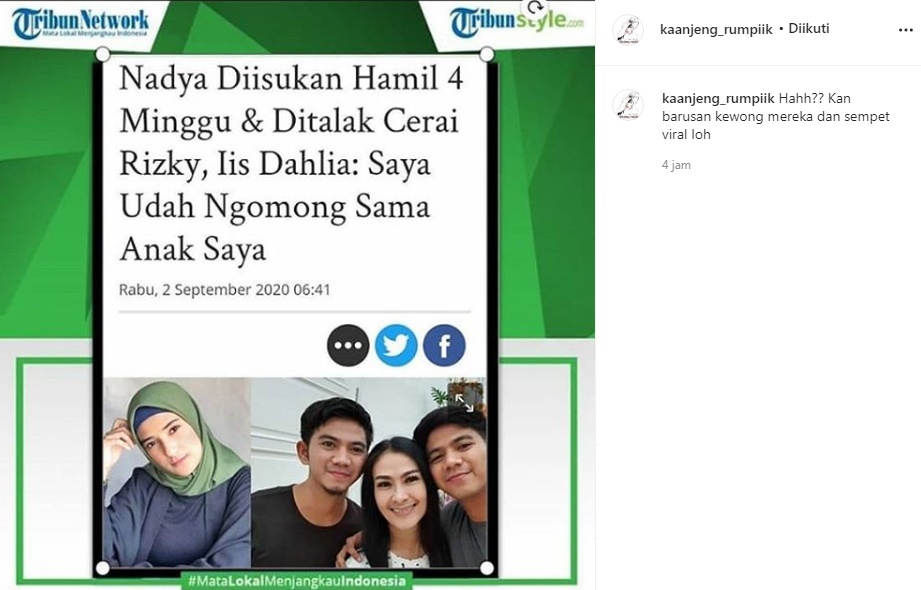 Nadya Istri Rizki DA Juga Dikabarkan Hamil 4 Minggu di Tengah Isu Cerai, Benarkah?