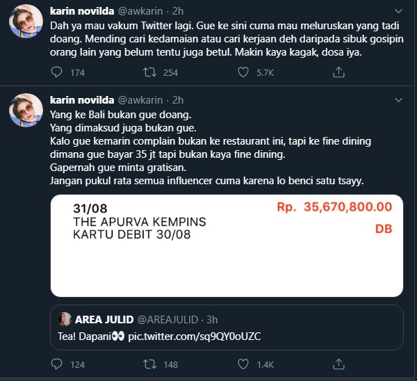 awkarin memberikan klarifikasi usai dituding jelekkan salah satu hotel lantaran tak dapat endorse