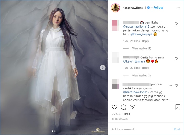 nama kevin sanjaya kembali diseret oleh warganet ketika natasha wilona mempertanyakan hal ini melalui unggahan barunya di Instagram pribadinya