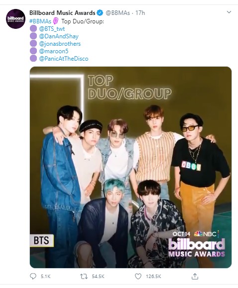 Raih Top Social Artist 3 Tahun Berturut, BTS Kini Bersaing dengan EXO-GOT7 Cs di Billboard Music Awards 2020